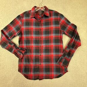 Banana Republic Luxe Flannel Grant Fit Mens Plaid Button Up‎ Shirt